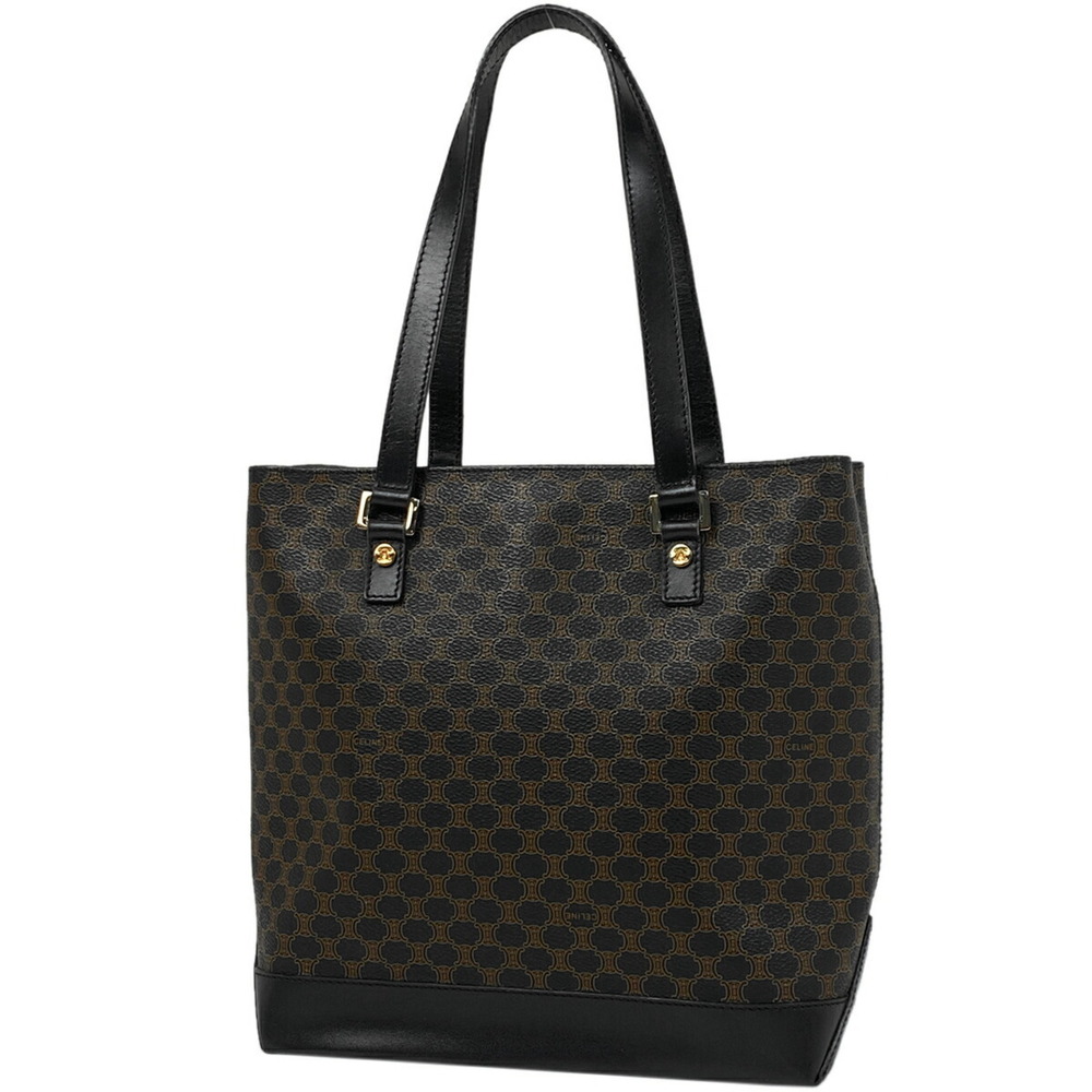 Celine Macadam tote bag handbag canvas black brown